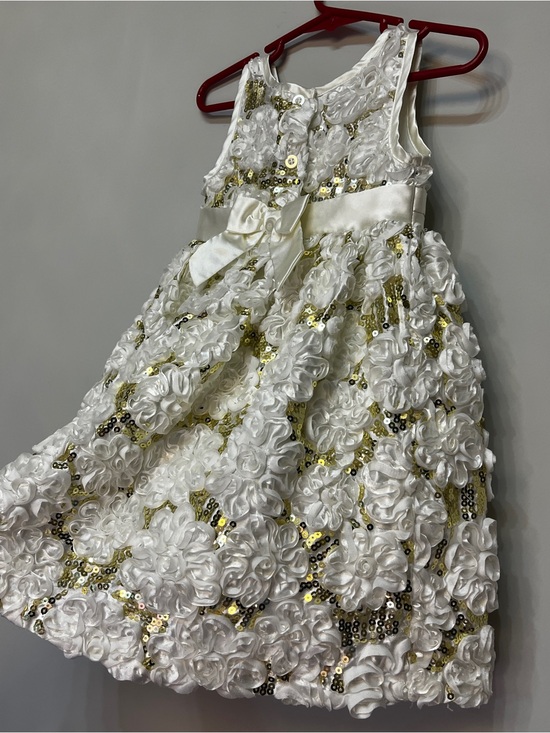 Blueberi Boulevard Other - White & Gold Floral Rosette Party Toddler Dress size 24 months / 2T